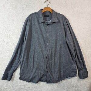 DKNY Mens XXL Charcoal Gray Heather 100% Cotton Long Sleeve Button Down Shirt